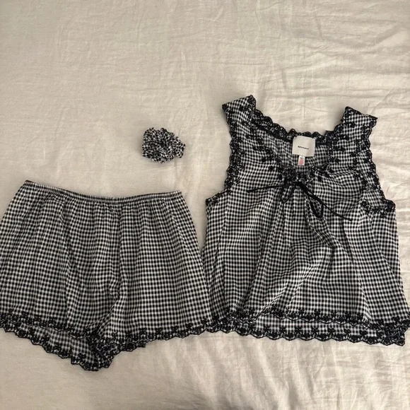 Reformation Pajama Set in Black Gingham - Picture 2 of 4